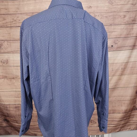 NEW! Tallia Shirt Mens 2XL Blue Geo Print Long Sleeve Button Up Performance - G3 - Picture 4 of 10